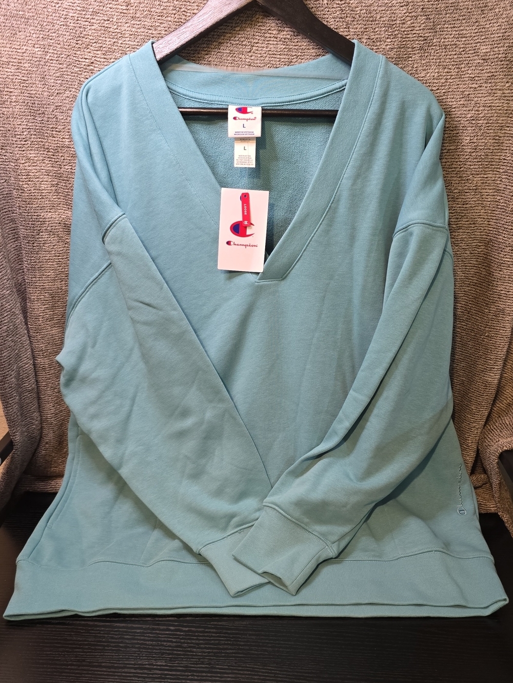 Champion Women's V-Neck Sweatshirt in Milkyway Blue